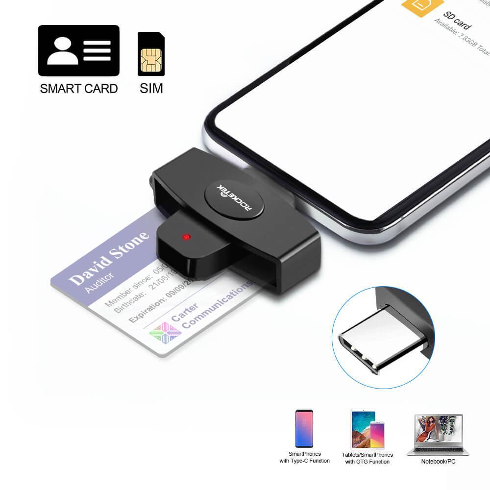 NÖRDIC USB-C Smartkort- och SIMkortläsare ISO7816 IDkort EMV Creditkort