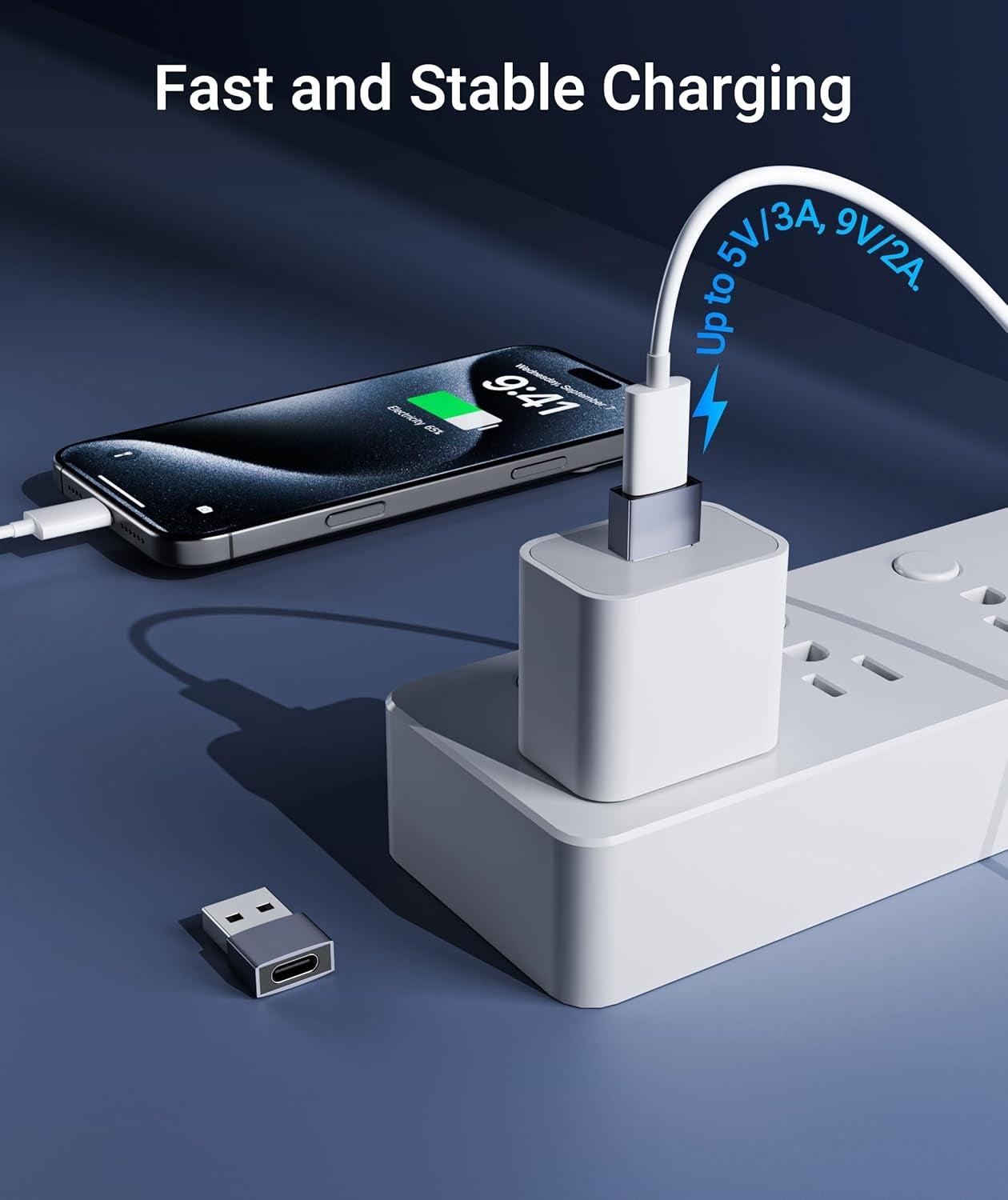 NÖRDIC USB C till OTG USB A mini adapter metal grå