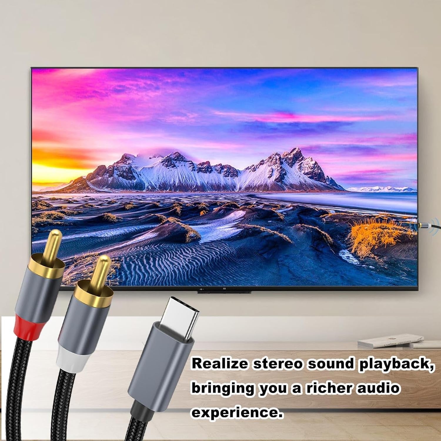 NÖRDIC USB-C till RCA ljudkabel 1,2m