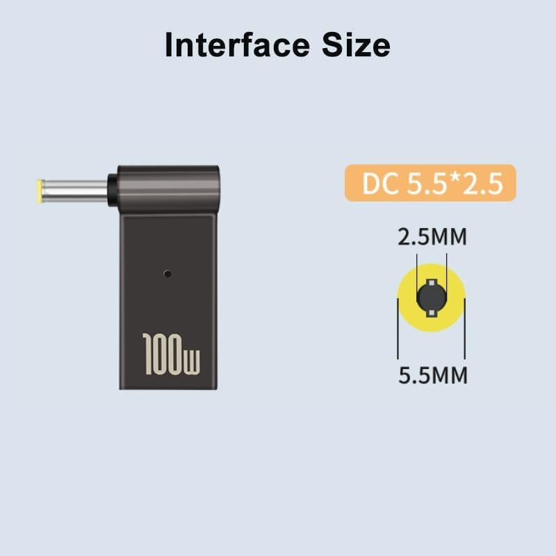 NÖRDIC USB C to Laptop Charger Converter, Type C to DC Plug, 100W PD, Charging Connector for Laptop 18-20V 5.5 x 2.5mm