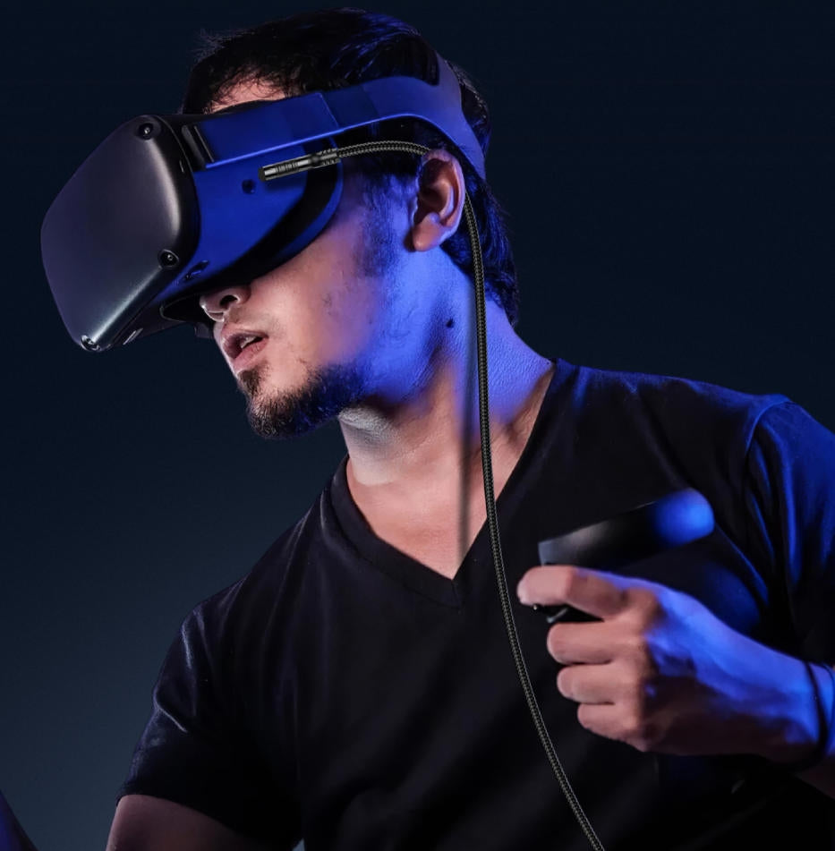 5 m USB-C till USB-A VR Link-kabel med 10Gbps och 3A snabbladdning för Quest 2 och andra VR-headset.