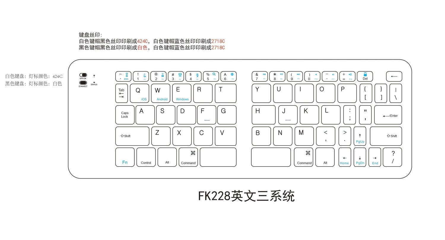 NÖRDIC Vikbart Bluetooth Tangentbord 66 tangenter US Layout Vit