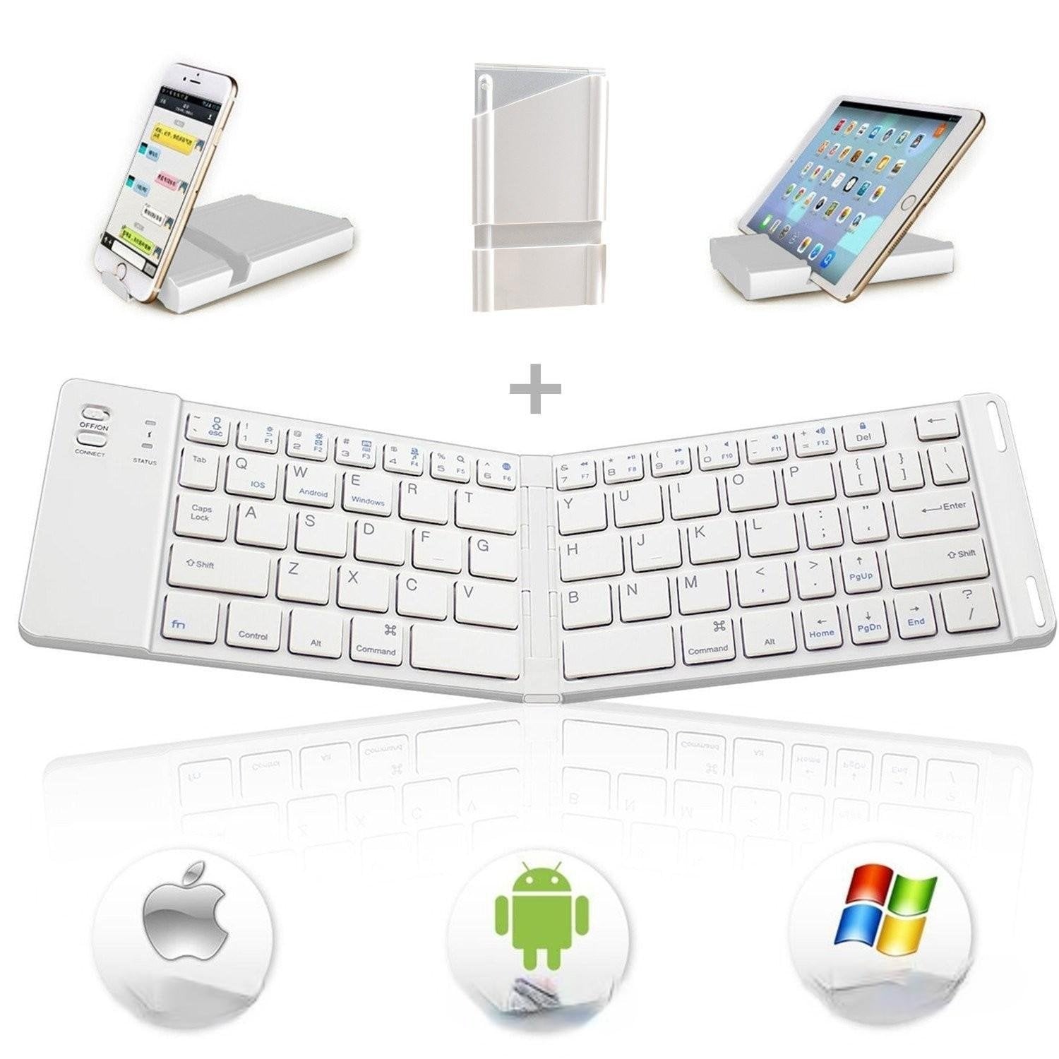 NÖRDIC Vikbart Bluetooth Tangentbord 66 tangenter US Layout Vit