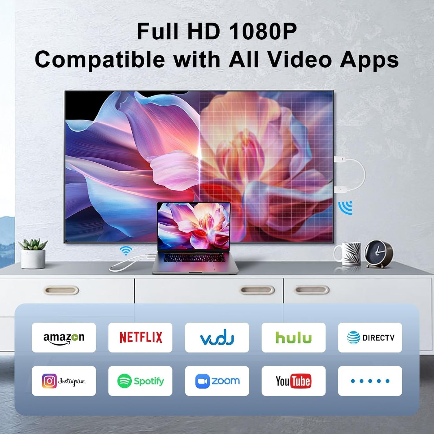 NÖRDIC Trådlös 2.4/5G HDMI Extender Sändare och Mottagare Kit, 30m 1080p 60hz