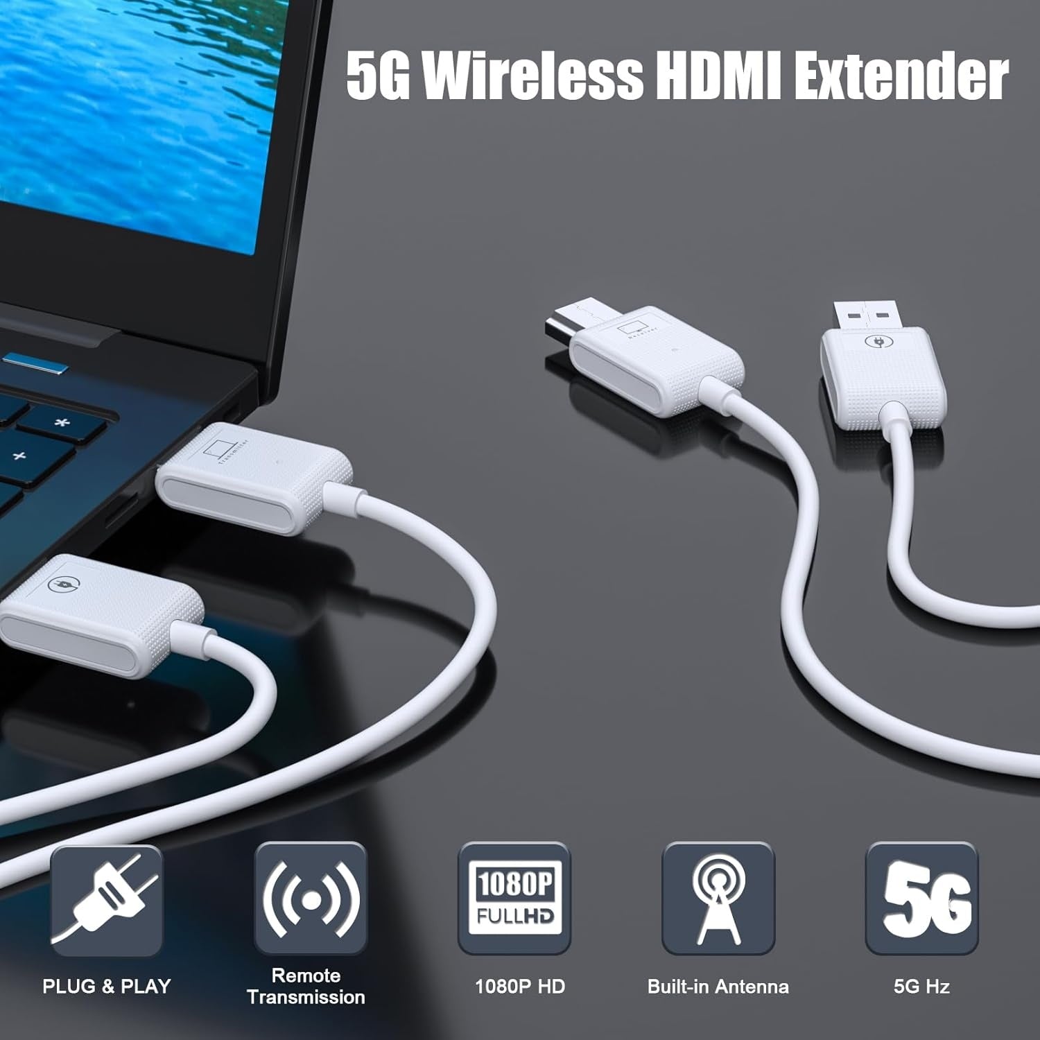 NÖRDIC Trådlös 2.4/5G HDMI Extender Sändare och Mottagare Kit, 30m 1080p 60hz