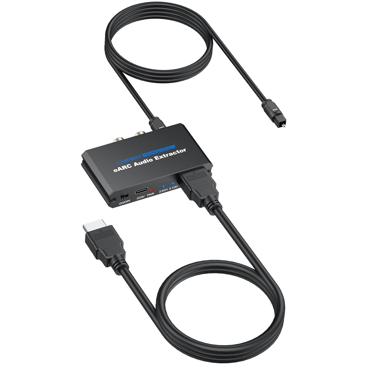 NÖRDIC eARC/ARC to Optical and RCA Audio Extractor, Supports 5.1/2.0 Channel Sound with Power Indicator