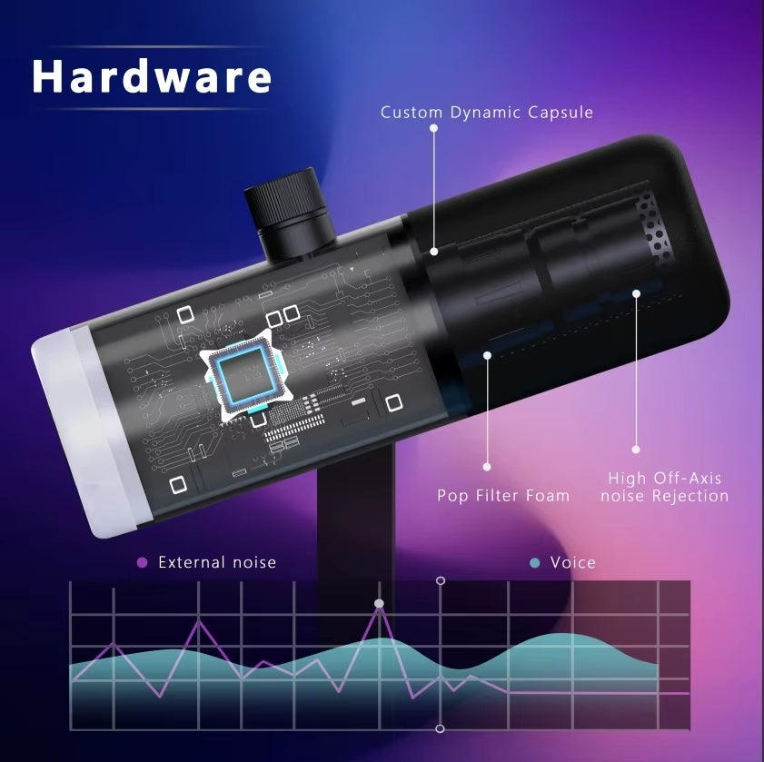 Professional RGB Dynamic Microphone USB-C and XLR