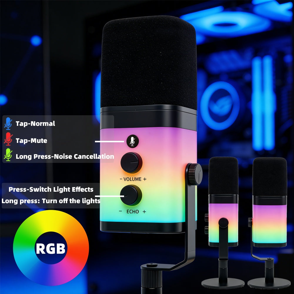 Professional RGB Dynamic Microphone USB-C and XLR