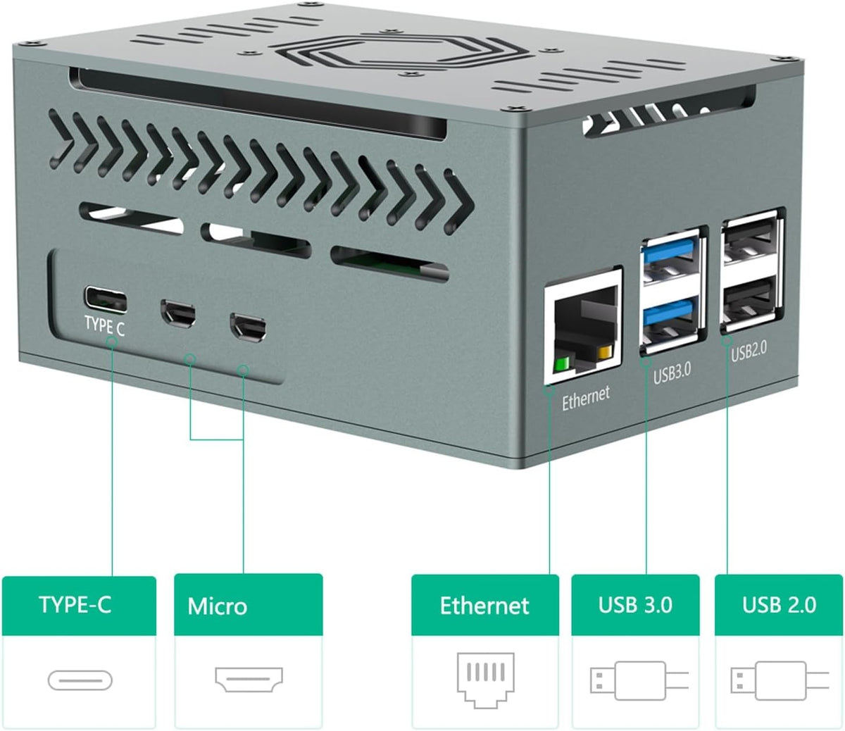 Raspberry Pi 5 Aluminum Enclosure Case With PWM Fan Heatsinks