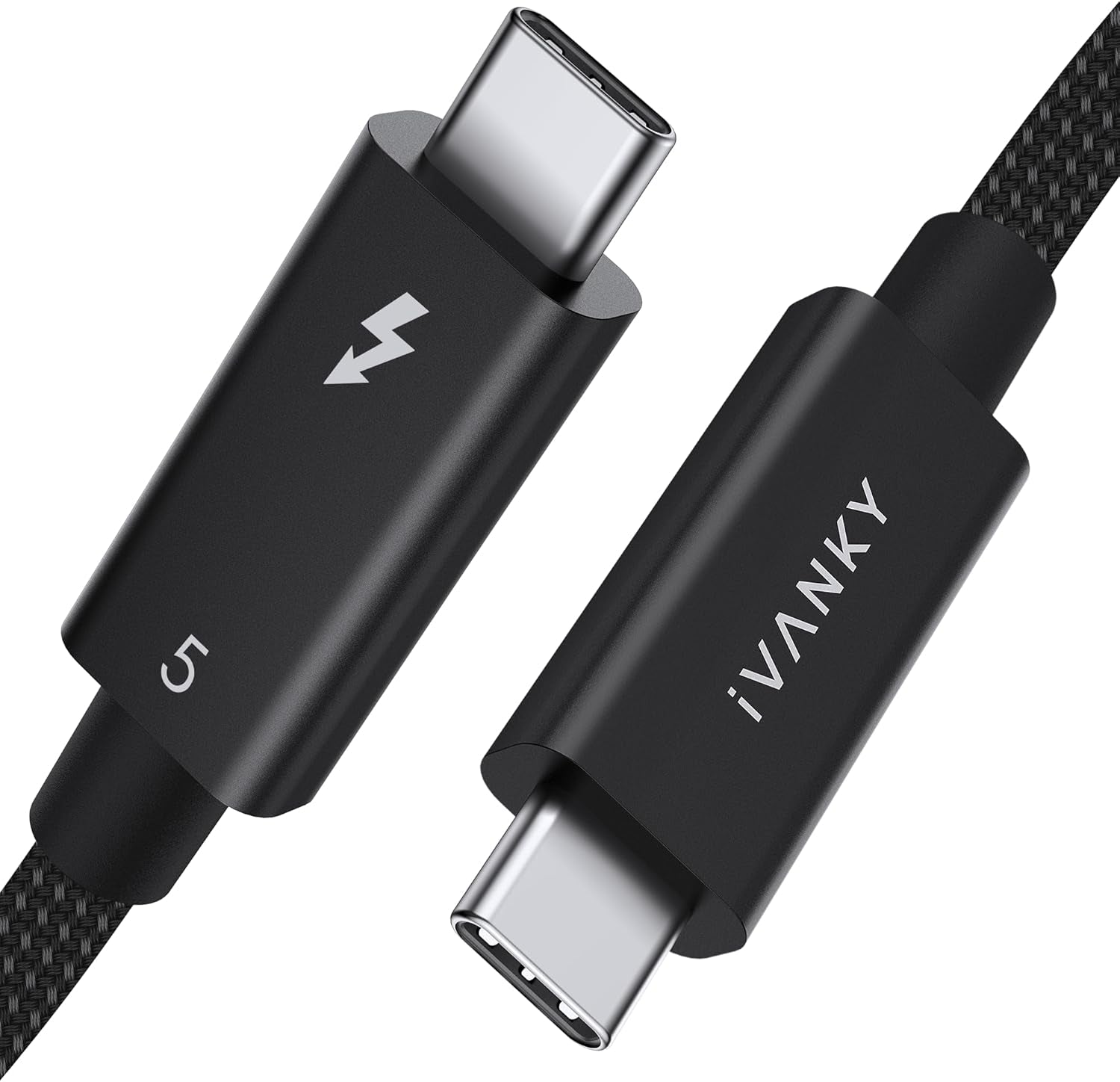 iVANKY Thunderbolt 5 kabel 1m Intel Certifierad, 80Gbps Dataöverföring, 120Gbps Bandbredd, 240W Laddning, Dubbla 8K Skärmar, Kompatibel med MacBook M4 TB4/DP2.1/USB4