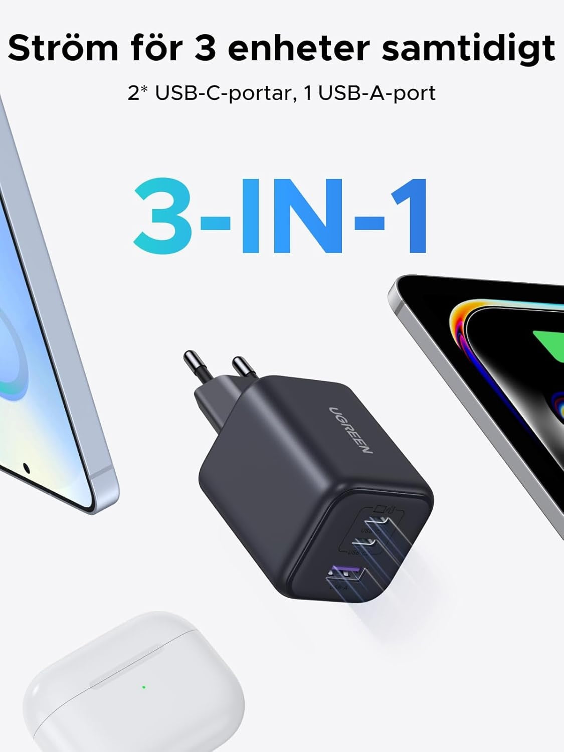 UGREEN 45W USB C Charger 3-Port, PPS Fast Charger