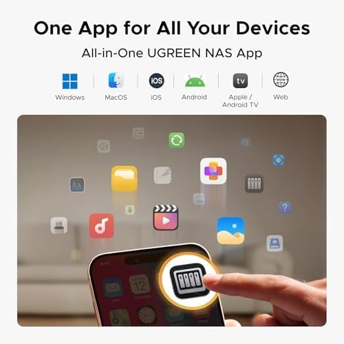 UGREEN NASync DH2300 2-Bay NAS + 2M Cat8 Ethernet Cable, 4GB RAM, NFC One-Touch, AI Photo Album, 1GbE LAN, Beginner-Friendly Home NAS |40Gbps 2000Mhz
