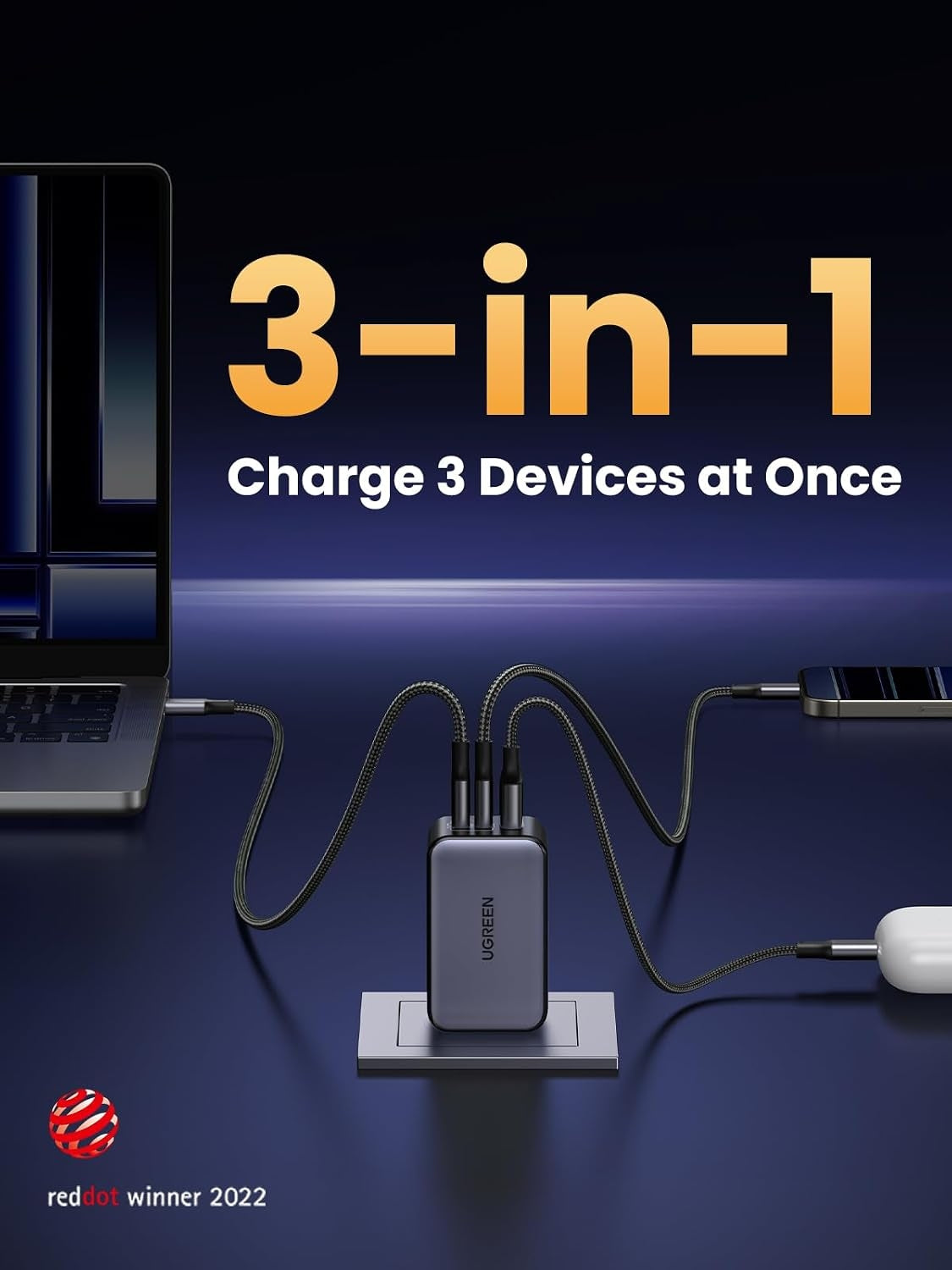 UGREEN Nexode 65W USB-C 3-Port PD Charger Supports PPS GaN II
