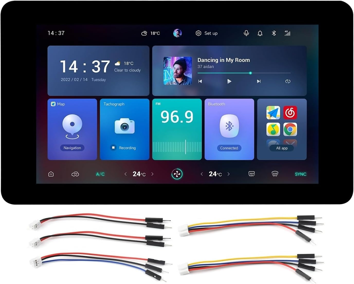 Waveshare 7" ESP32-S3 Touch-skärm Utvecklingskort, 800 x 480, 65k RGB, 5-punkters touch, Stöd för WiFi och Bluetooth