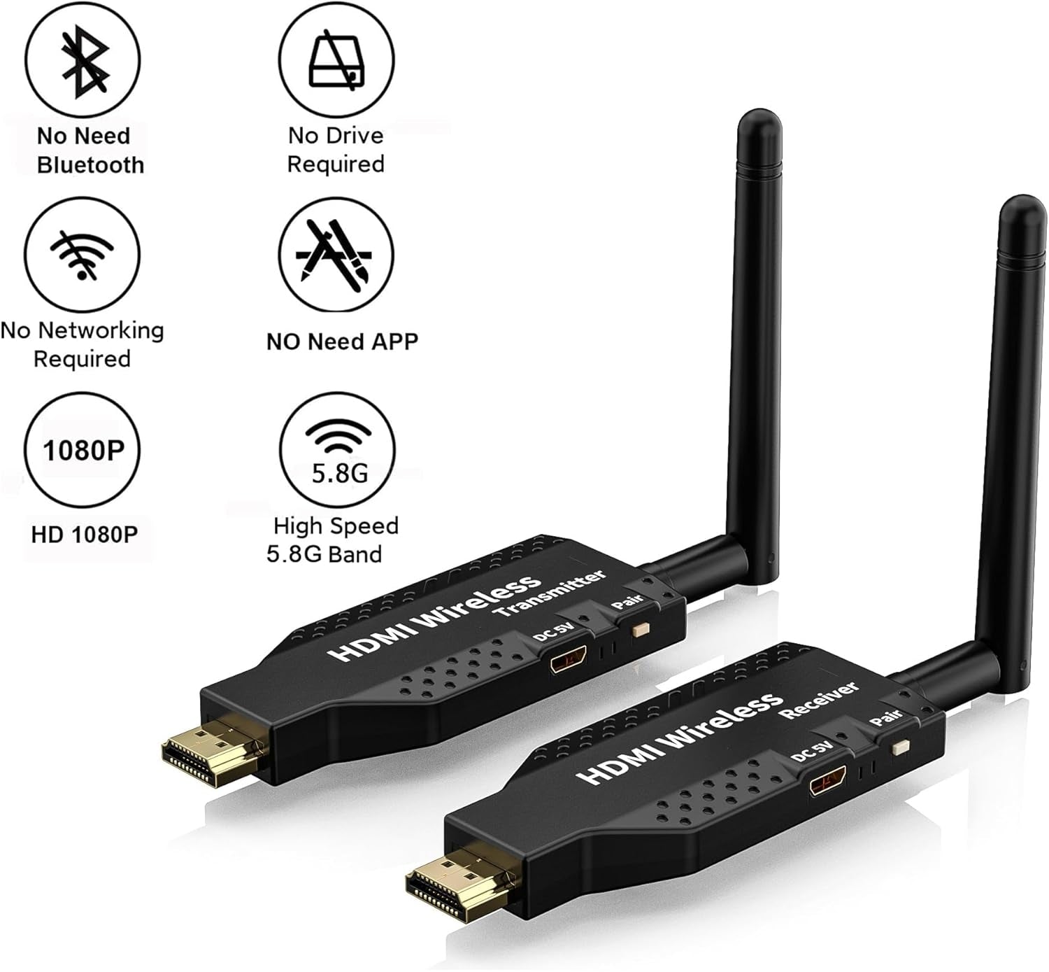 NÖRDIC Trådlös HDMI-förlängare Sändare/Mottagare 1080P HD 5G Wifi för Laptop till TV PC Monitor Projektor 50m