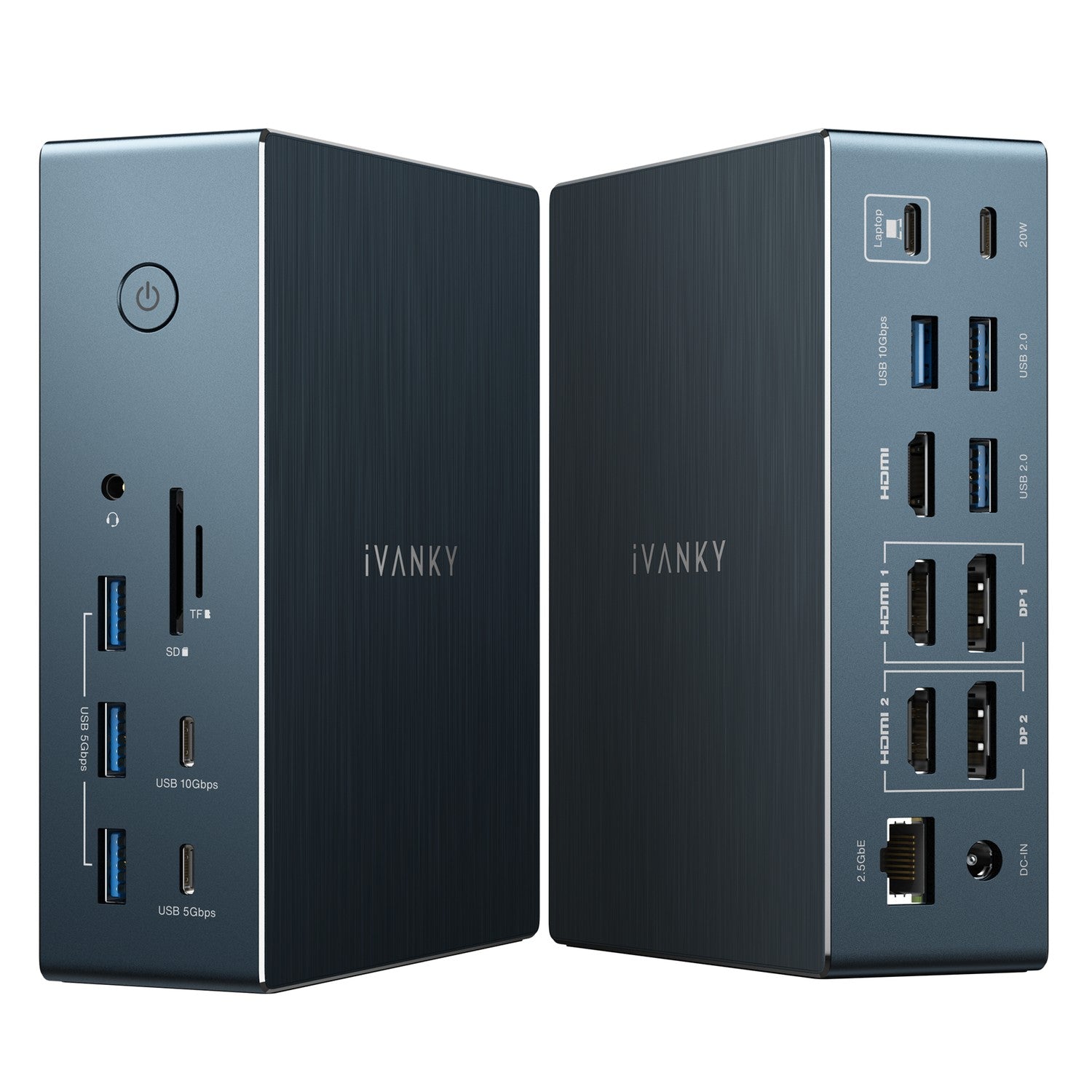 iVANKY 20-i-1 DisplayLink Dockningsstation Air FusionDock Pro 2, Trippla 4K@60Hz skärmar för M1/M2/M3/M4/M5 MacBook/Windows, 180W, 2.5GbE, HDMI, DP, 10Gbps