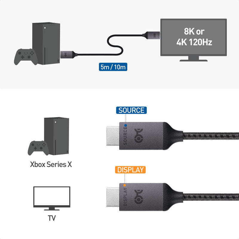 Cable Matters certifierad Ultra High Speed HDMI2.1 aktiv AOC optisk fiberkabel 10m 8K 60Hz 4K 120Hz 48Gbps Dynamic HDR, eARC, VRR kompatibel