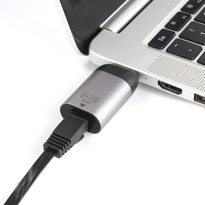 NÖRDIC USB-C till RJ45 Giga Ethernet nätverksadapter Space Grey aluminium
