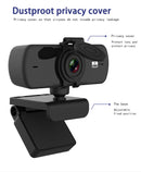 NÖRDIC USB Webcam 2K Full HD 30fps med mikrofon roterbar 360grader 3.7MP