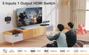NÖRDIC HDMI 2.0 switch 5 till 1 4K 60Hz 18Gbps 3D UHD RGB 4:4:4 HDCP 2.2 HDR10 LPCM 7.1, Dolby TrueHD and DTS-HD Master Audio