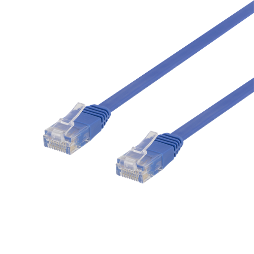 NÖRDIC Cat6 U/UTP flat nätverkskabel 1,5m 250MHz bandbredd och 10Gbps överföringshastighet blå