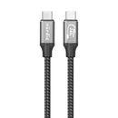 NÖRDIC 2m USB4 USB-C till C nylonflätad kabel PD3.1 240W snabbladdning 40G 8K60Hz 4K120Hz 5K60Hz 2x4K60Hz Emarker kompatibel Thunderbolt 4 och 3