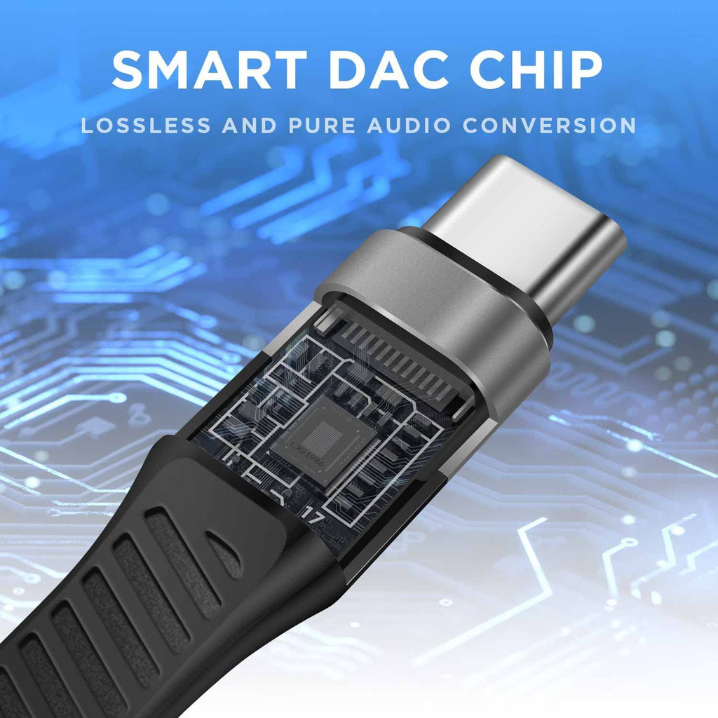 NÖRDIC kort flatkabel 14cm USB-C till 3.5mm ljudadapter DAC USB-C hörl –  Nördic