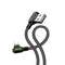 Mcdodo CA-4674 Vinklad Lightning (Non MFI) till vinklad USB A kabel för synkning och snabb laddning med LED svart 50cm