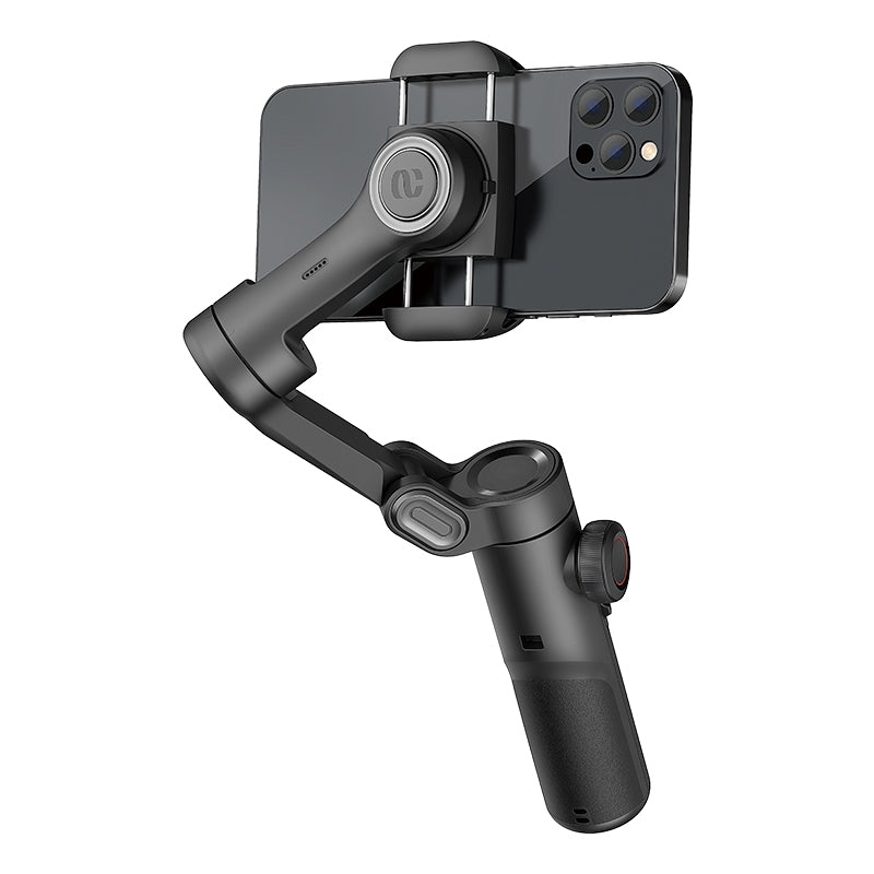 Handhållen 3-axlig telefonstabilisator Vikbar gimbal för iPhone och Android Fokus-hjul och ansikts-/objektspårning