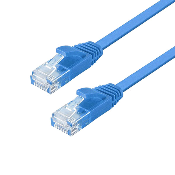 NÖRDIC Cat6 U/UTP flat nätverkskabel 7,5m 250MHz bandbredd och 10Gbps överföringshastighet blå
