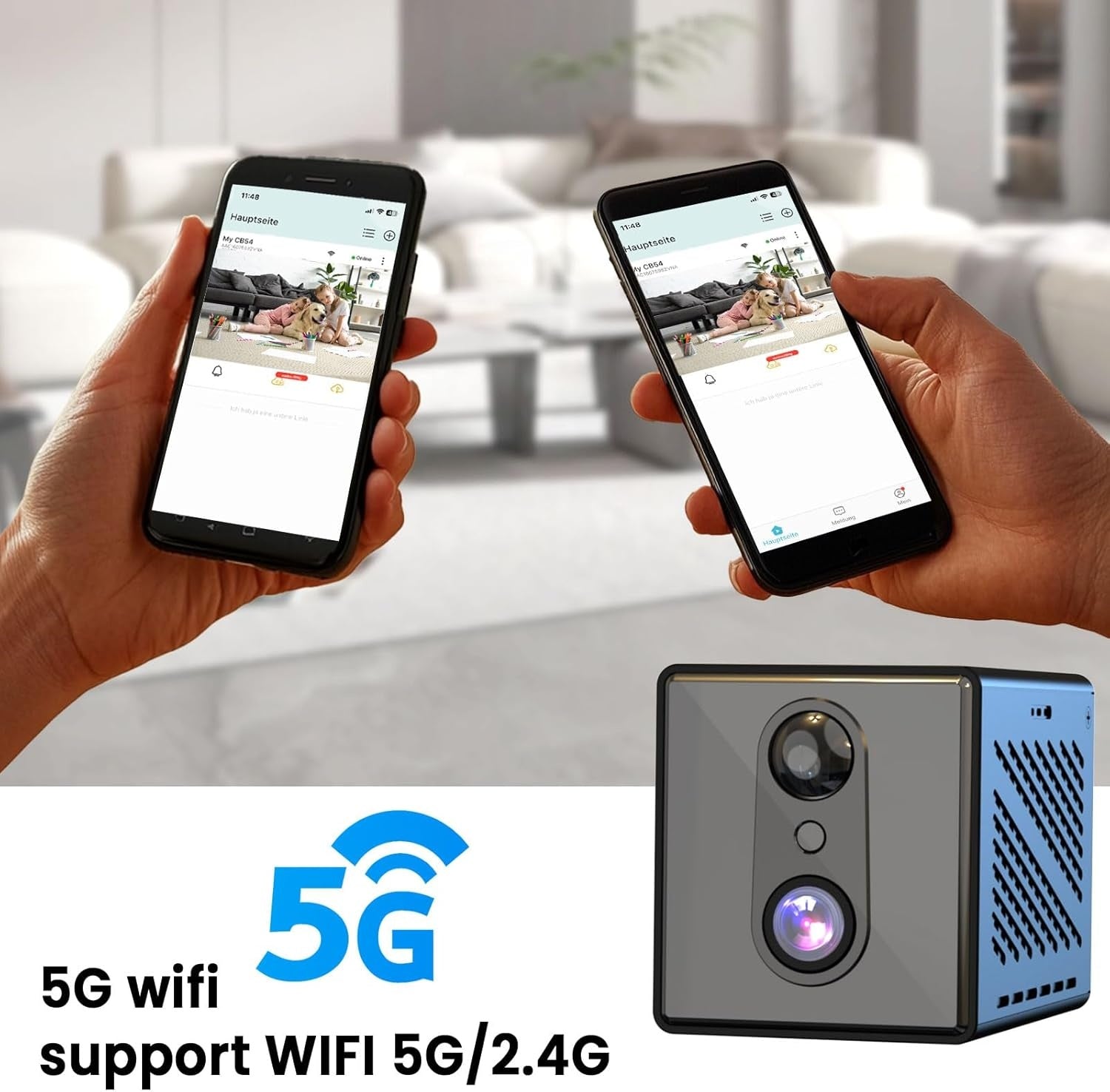 4K Övervakningskamera 5GHz WiFi Mini-kamera, Nattseende, Rörelsesensor, Lång batteritid, Fjärrvisning