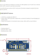 USB HUB HAT med 4 portar för Raspberry Pi Zero/A+/B/B+/2/3 – Stöd för USB-A och seriell felsökning via USB till UART