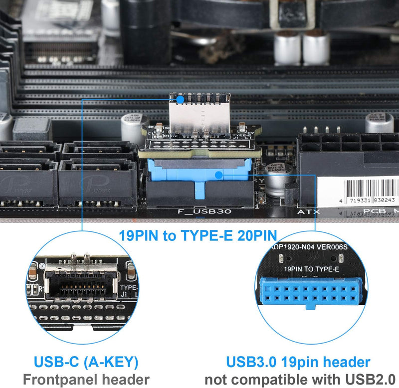 NÖRDIC USB 3.0 19pin till Type E adapter