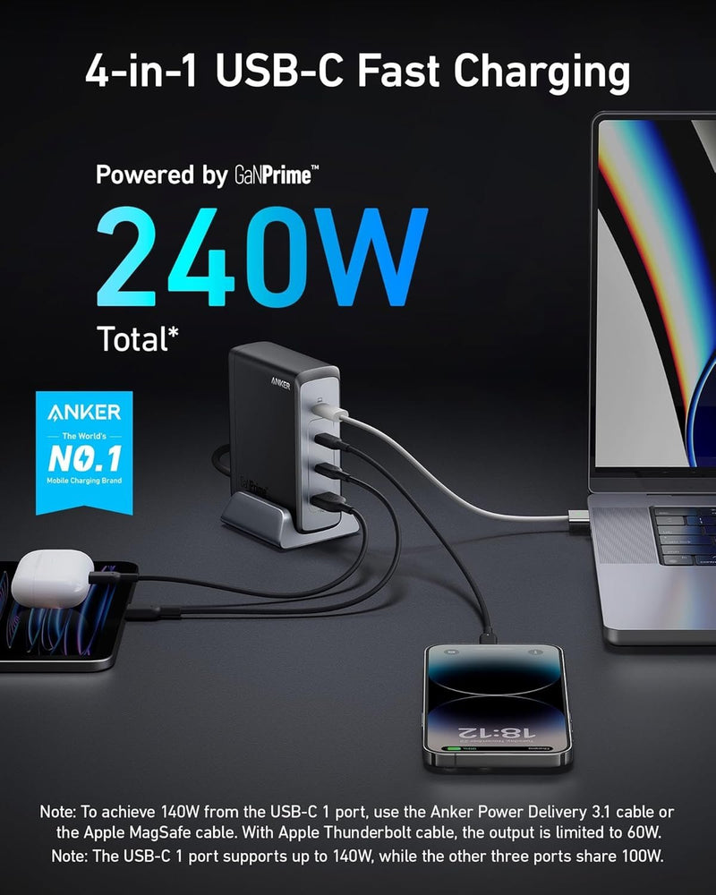 ANKER 240W Prime GaN USB-C 4-Port Fast Charger