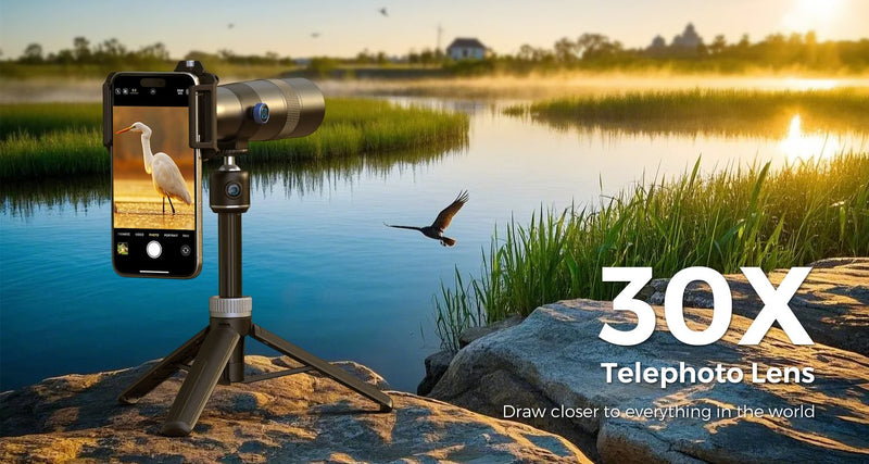 APEXEL 30x Super Teleobjektiv, 720 mm Brännvidd Teleobjektiv för Smartphone, Professionell