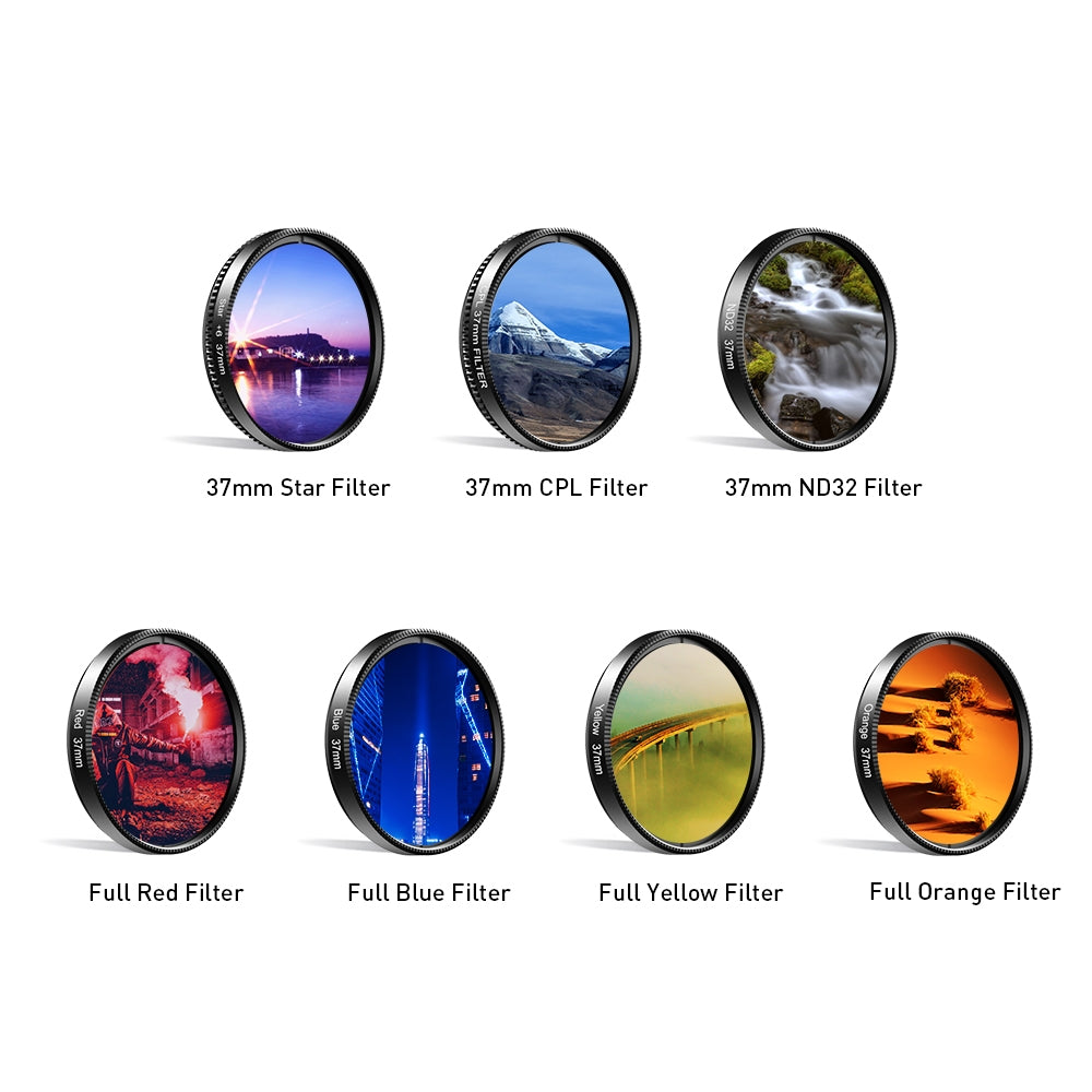 APEXEL 37mm 7-i-1 Anpassningsbart Filter Kit Graduated Color