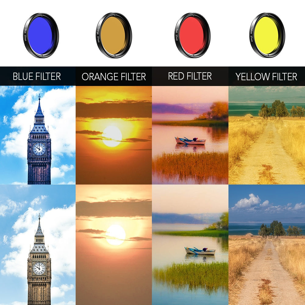 APEXEL 37mm 7-i-1 Anpassningsbart Filter Kit Graduated Color – Nördic