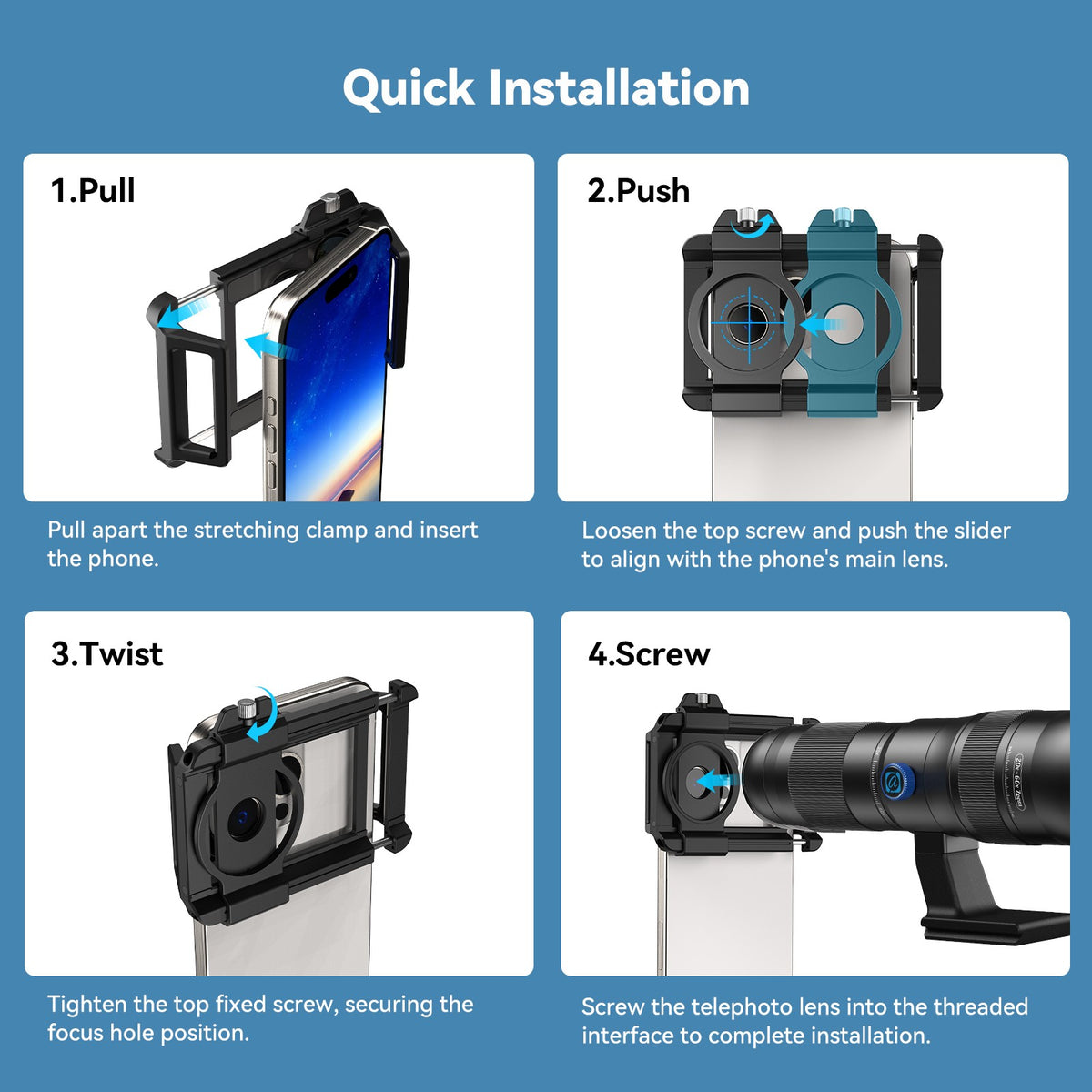 APEXEL Telecular 20–60x professionellt kompakt zoomobjektiv för smartphones