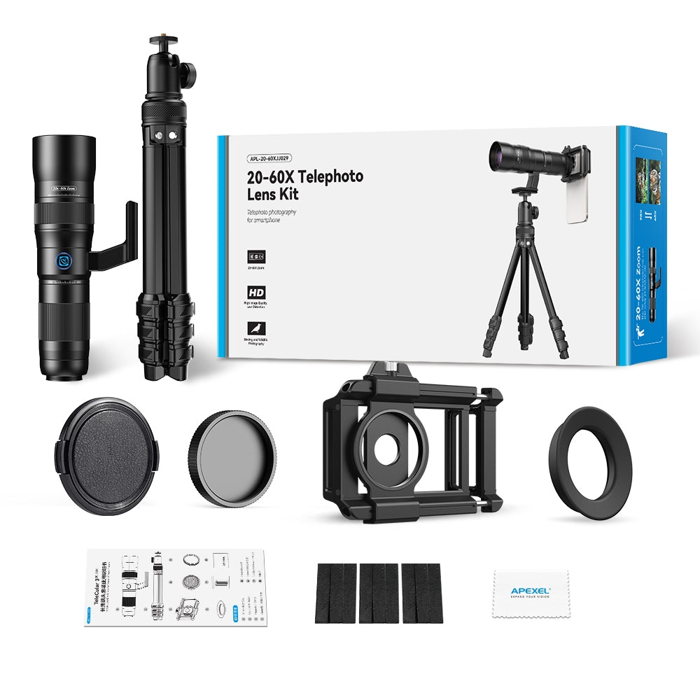 APEXEL Telecular 20–60x professionellt kompakt zoomobjektiv för smartphones