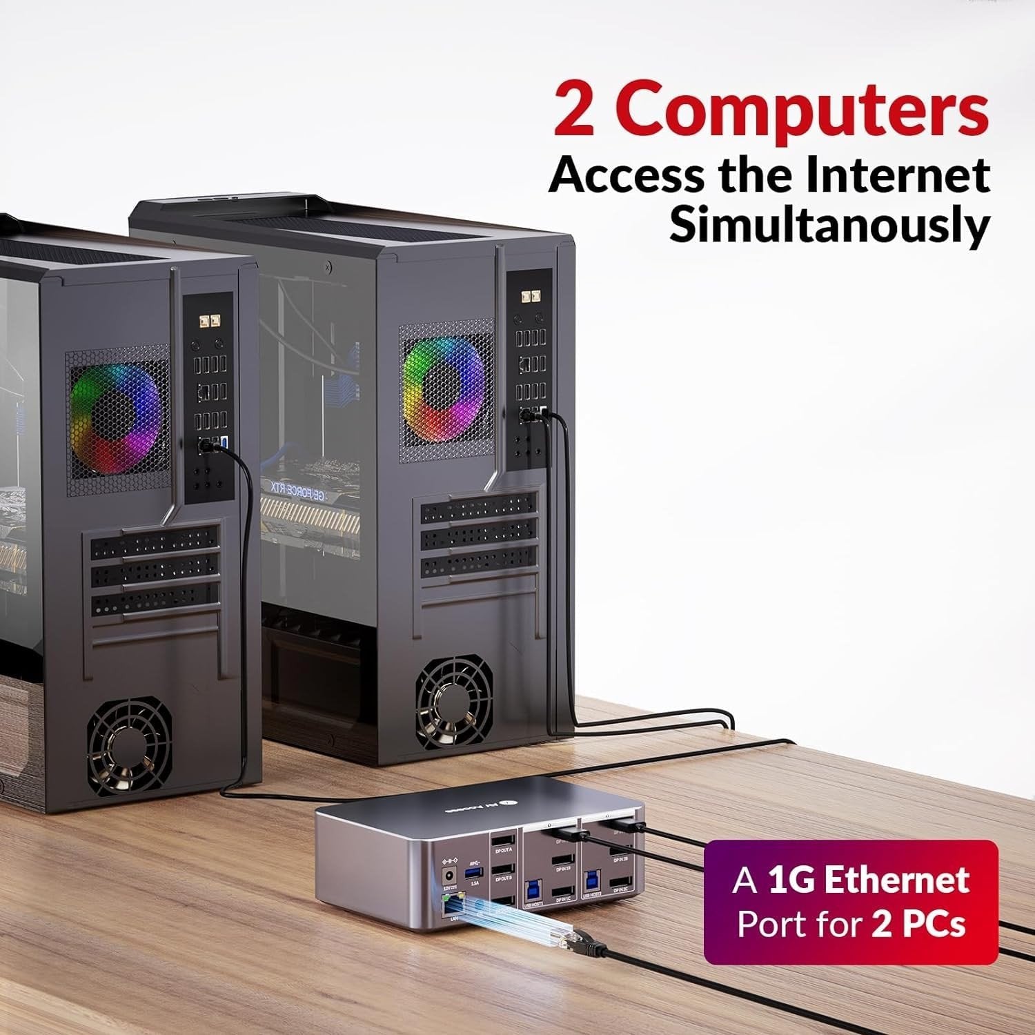 AV Access iDock D23 Dockningsstation och KVM-switch 2 till 3 DP till DP, 8K60Hz, 5x USB-A, 1x USB-C PD, 3.5mm AUX, SD-kortplats och 1Gbps ethernet