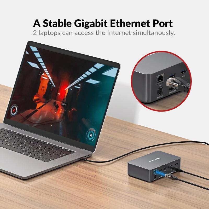 AV Access iDock C20 Dockningsstation och KVM-switch 2 till 2 USB-C till HDMI, 4K60Hz, 6x USB-A, 1x USB-C PD 100W, 1x 3,5mm AUX, 1x SD-kortläsare, 2x60W PD