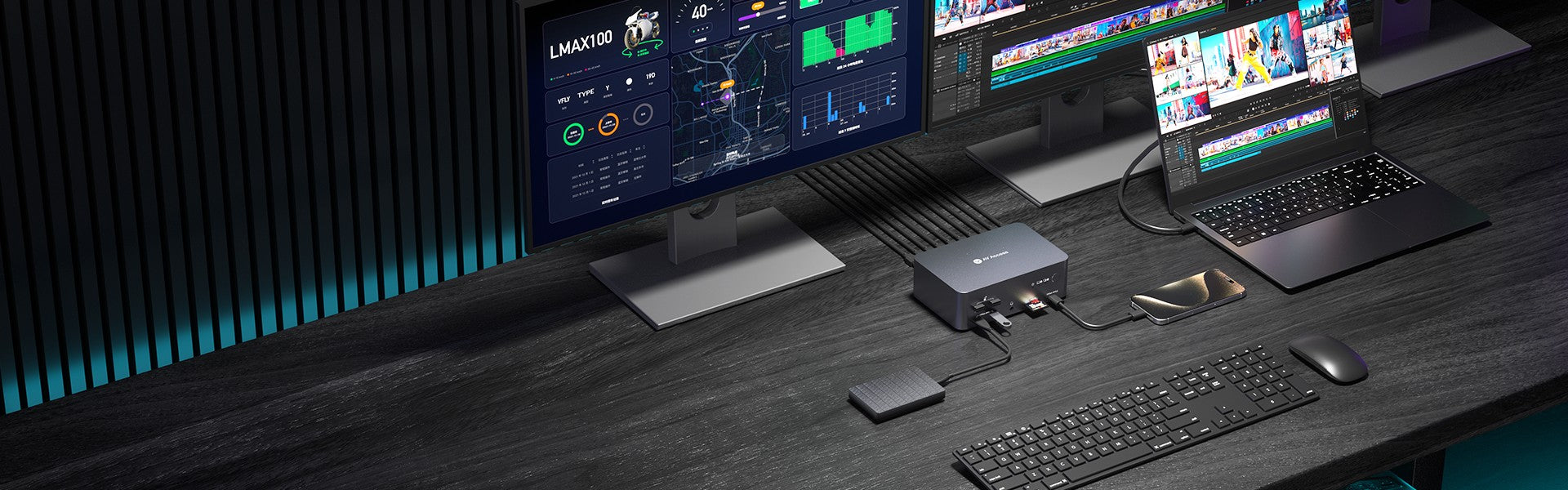 AV Access iDock B23 8K KVM-switch dockningsstation 2 till 3, stationär + bärbar dator till tre skärmar, (100W PD), 12-i-1, 8K@60Hz/4K@165Hz/1440P@240Hz