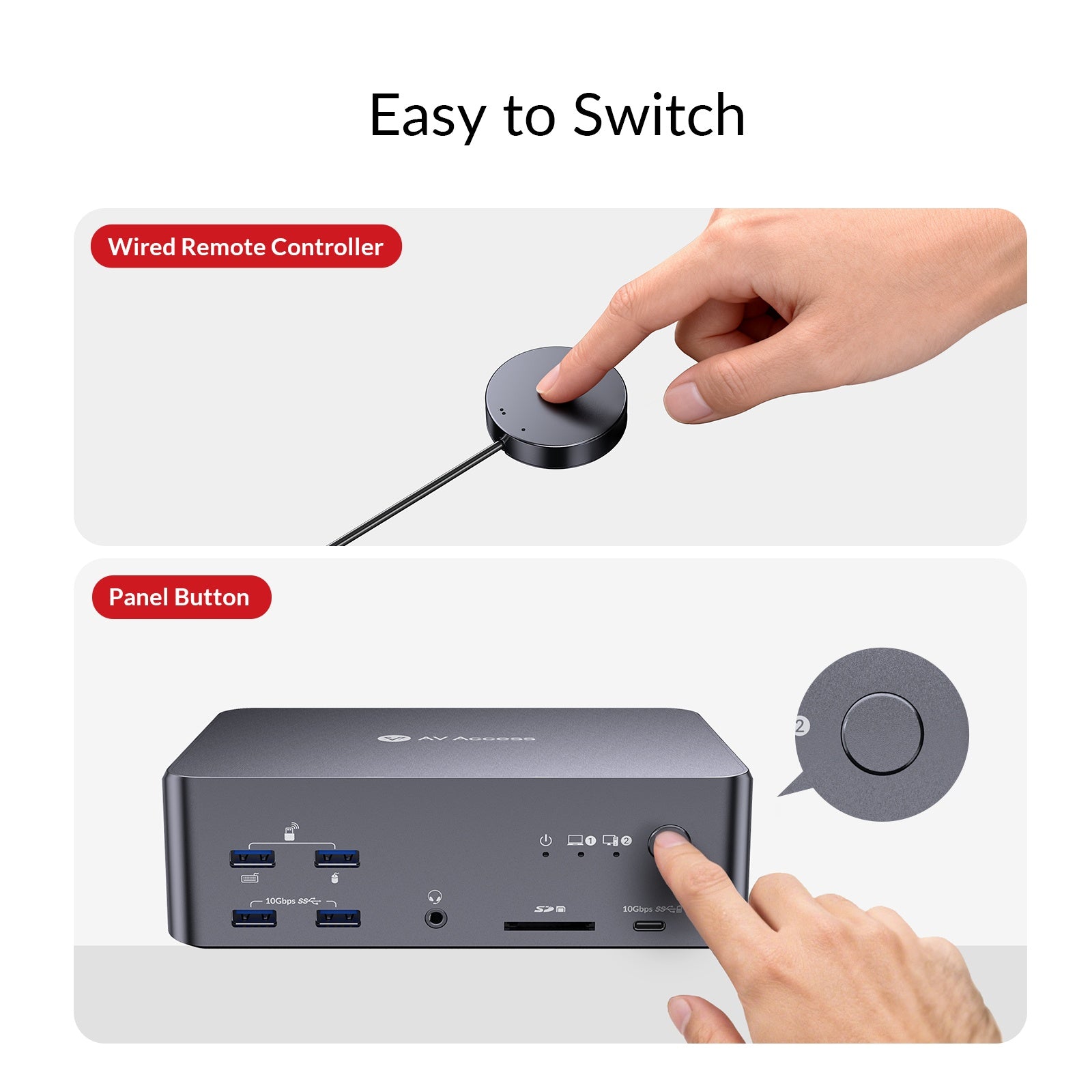 AV Access iDock B23 8K KVM-switch dockningsstation 2 till 3, stationär + bärbar dator till tre skärmar, (100W PD), 12-i-1, 8K@60Hz/4K@165Hz/1440P@240Hz