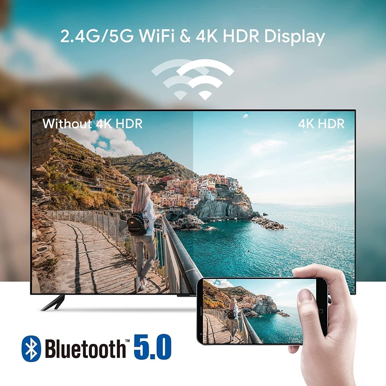 Android Google TV-Certifierad 4K-Streamer, mediaplayer-box med röstassistent, fjärrkontroll, inbyggd Chromecast och smart home-kontroll