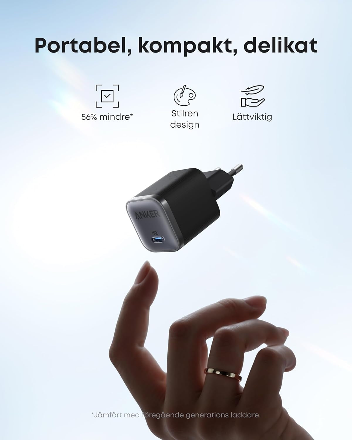 Anker Nano 45W USB-C Snabbladdare för iPhone, MacBook, iPad, Samsung Galaxy inklusive 1,8 m kabel