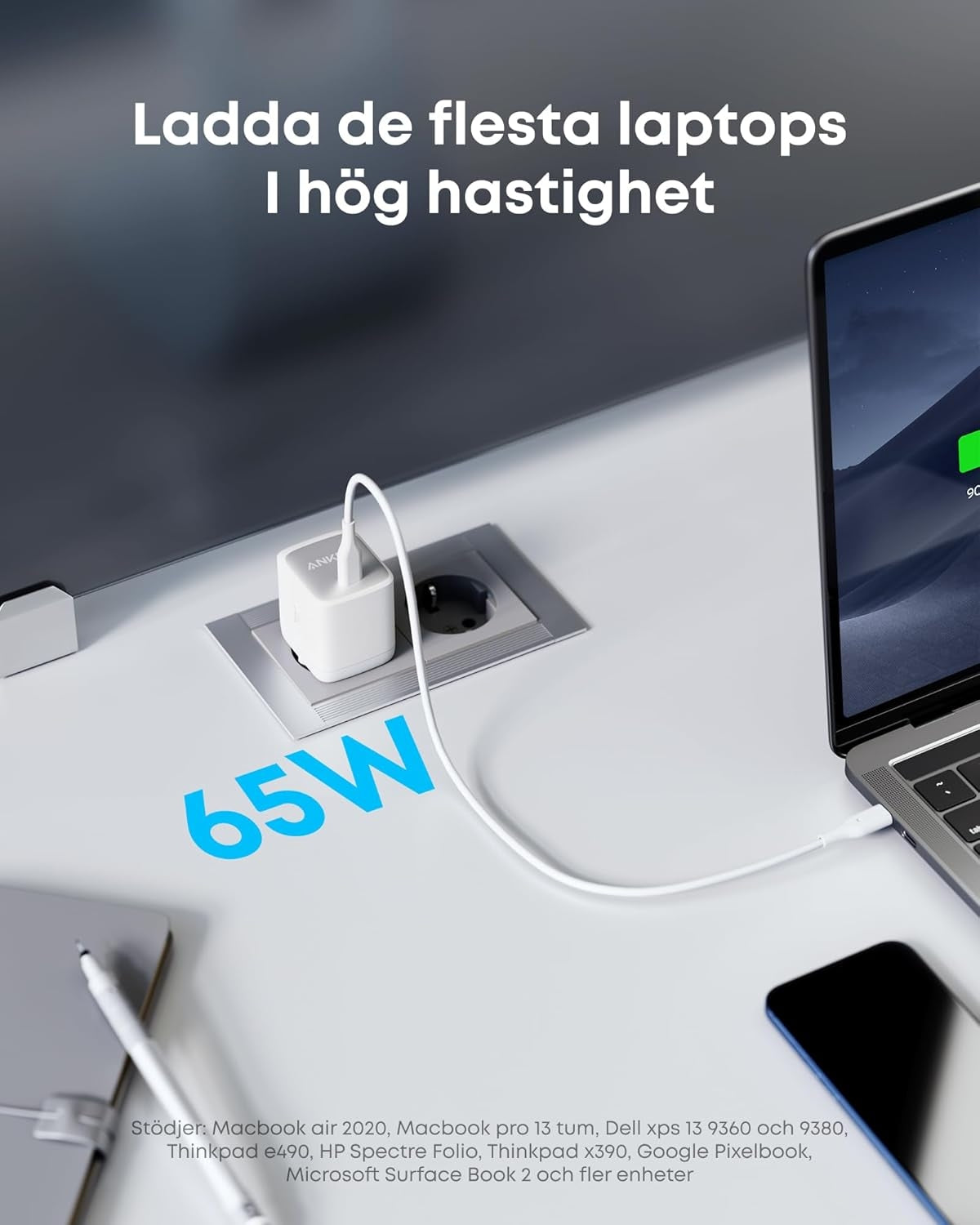 Anker Nano II 65W USB C Charger Power Supply with Fast Charging Power, GaN II Technology