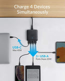 Anker PowerPort Atom III Slim GaN Väggladdare, 3XUSB-A 1XUSB-C portar 65W max, 4-portar, PIQ 3.0, för bärbara datorer, surfplattor och smartphones