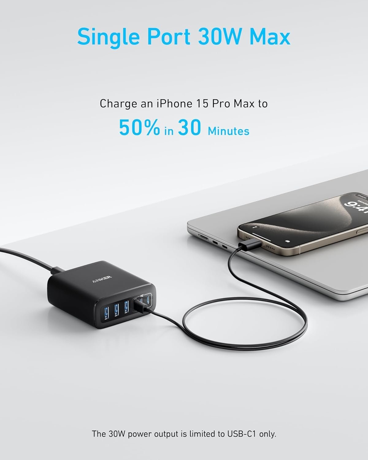 Anker USB-C och USB-A-laddare, 112W Max 6-portars laddningsstation