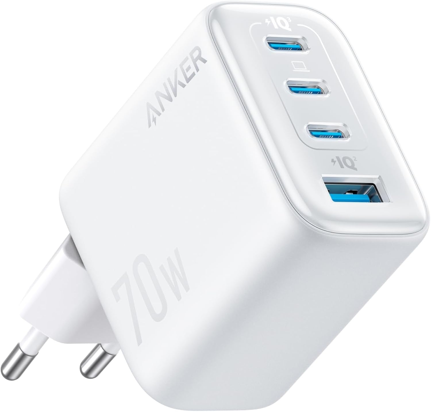 Anker Zolo Ultra Fast 70W USB-C 4-Port laddare, kompakt och stabil för iPhone 16/15, MacBook Air, iPad, Pixel, Galaxy