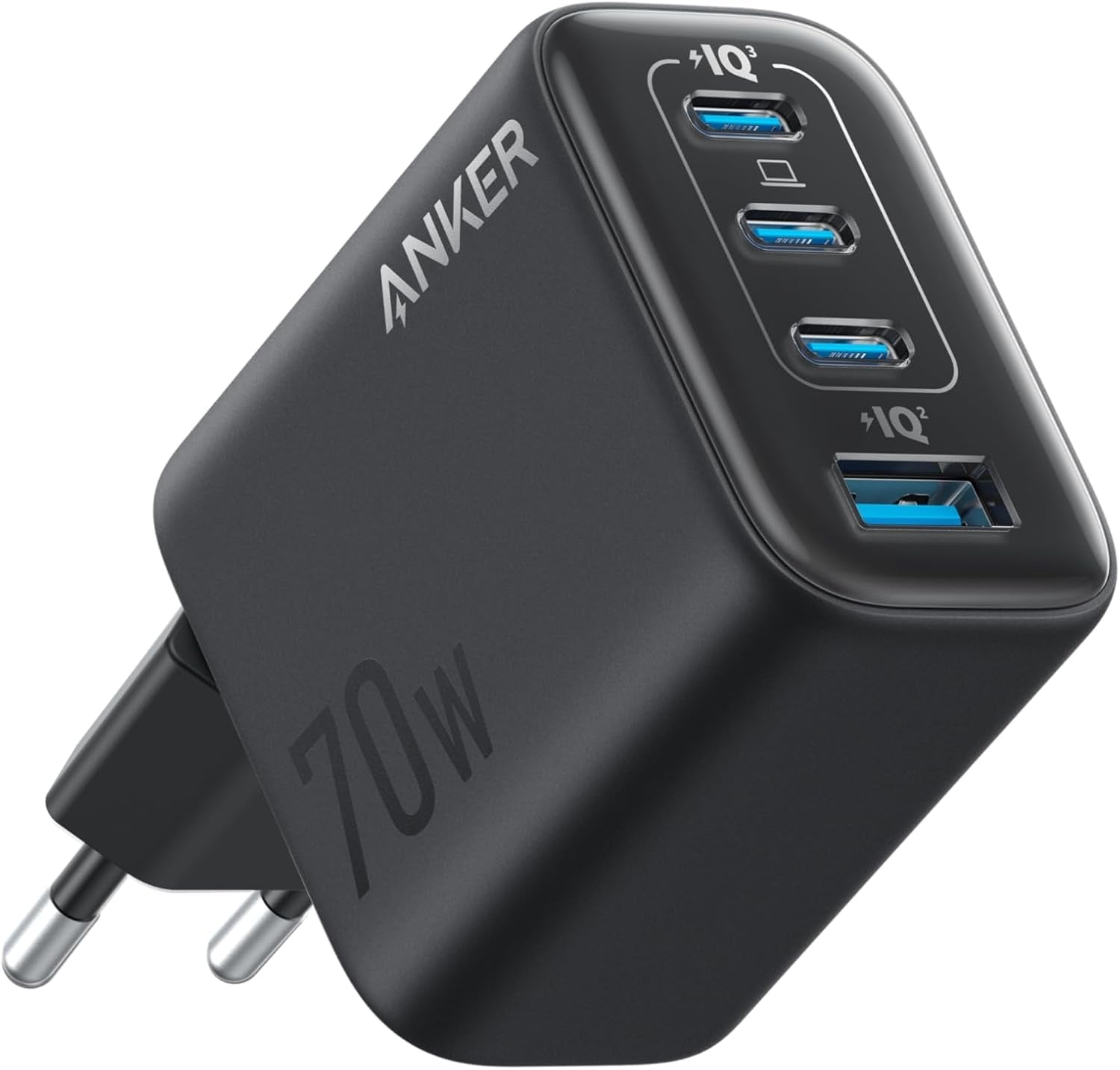 Anker Zolo Ultra Fast 70W USB-C 4-Port laddare, kompakt och stabil för iPhone 16/15, MacBook Air, iPad, Pixel, Galaxy